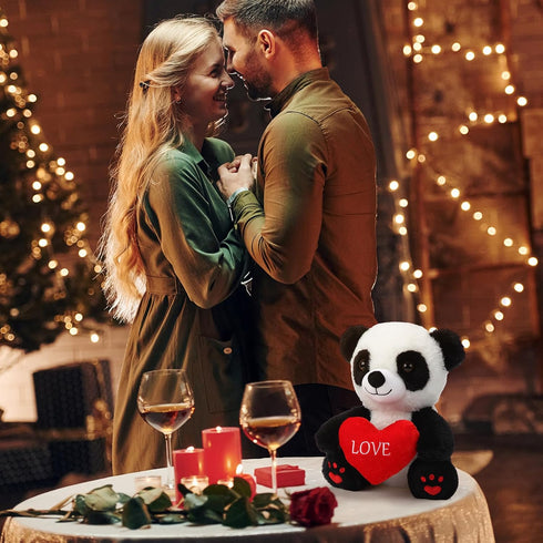 10 Inch Graduation Gifts Plush Panda with Love Heart Soft Stuffed Panda Toys Gifts Cute Stuffed Animals for Girls Boys Girlfriend Boyfriend Lover ...