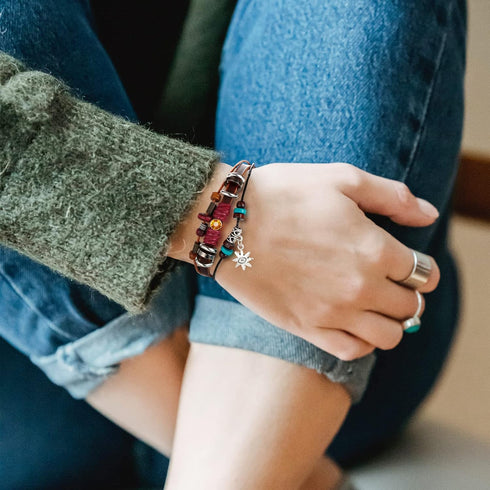 Hicarer 3 Pieces Multilayer Woven Leather Bracelets Western Bracelets Gifts for Women Beaded Bohemia Bracelet Evil Eye Boho Handmade Pu Bracelet W...