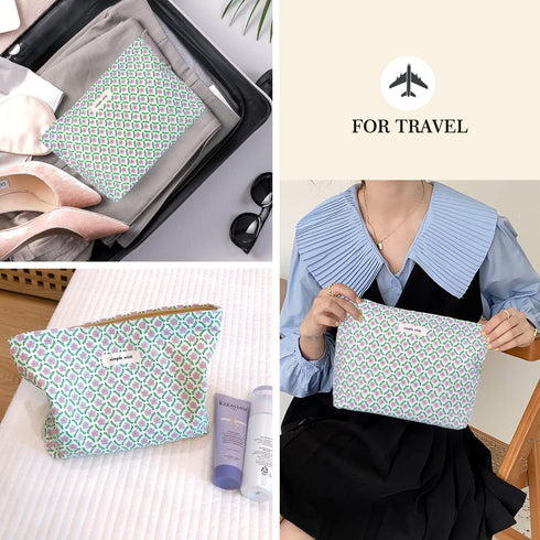 STARDW Flower Cosmetic Bags Makeup Bags for Women and Girls,Travel Makeup Bag Large Capacity Canvas Makeup Bag,Makeup Organizer Bag Zipper Pouch (...