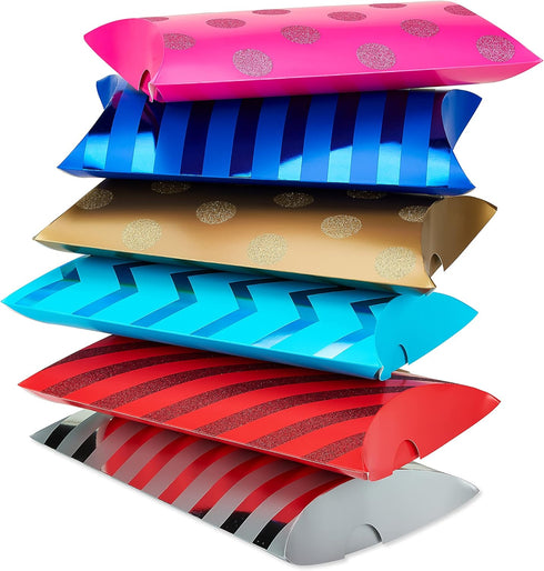 American Greetings Pillow Gift Boxes, Bright Multicolored Polka Dots and Stripes (6 Boxes)...