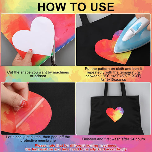 6 Sheets Tie Dye Iron on Vinyl, Ombre Glitter Vinyl Sunflower Heat Transfer Vinyl Rainbow HTV, 10 x 12 Inch Watercolor Pastel Heat Transfer Vinyl ...
