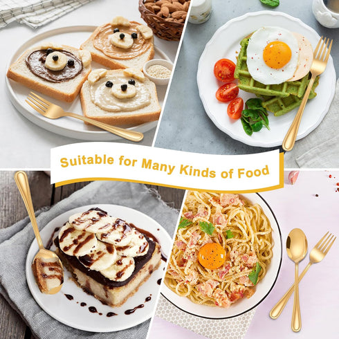 E-far 10-Piece Gold Toddler Utensils, Kid Stainless Steel Silverware Set, Children Safe Forks and Spoons Set for Self Feeding, Healthy & Non-Toxic...