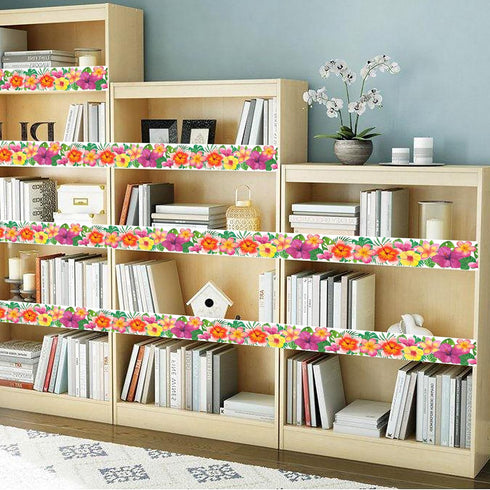 49.2 Ft Tropical Bulletin Board Border, Self-Adhesive Tropical Leaves Flowers Bulletin Board Border Trim for Summer Back to School Classroom Home ...
