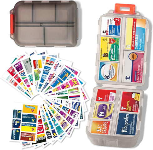 Large Pill Organizer with Medicine Labels Travel Daily Pill Container Mini Medication Organizer Storage Pill Organizer Pill Case 7 Day Pill Organi...