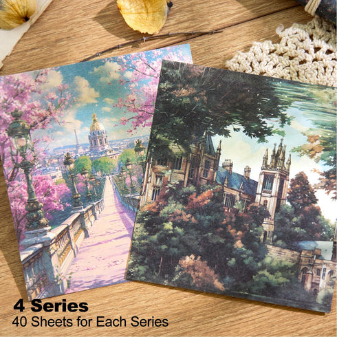 160Pcs Vintage Fantasy Scrapbook Paper, Building Ephemera Pack for Journaling and Junk Journal Supplies, Scrapbooking Kit with Glue Tape...