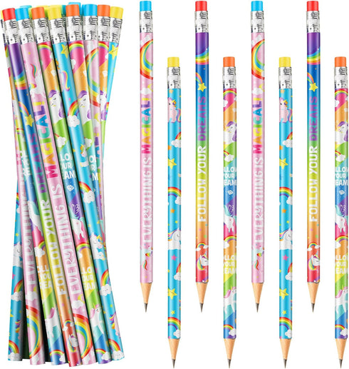 Blulu 36 Pcs Video Game Pencils Unicorn Rainbow Pencils Bulk Unicorn Birthday Party Favors Wooden Pencils with Erasers Graduation Gifts for Girls ...