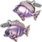 Unique Purple Tropical Fish Cufflinks For Men With Gift Box...