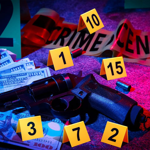 15 Pcs Evidence Markers Crime Scene Markers Tents Crime Scene Decorations Crime Scene Markers Mystery Decorations for Kids Adults Detective Game M...