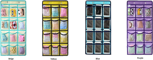 NIMES Hanging Closet Underwear Sock Jewelry Storage Over The Door Classroom Cell Phone Calculator Organizer 12 Clear Pockets (Purple)...