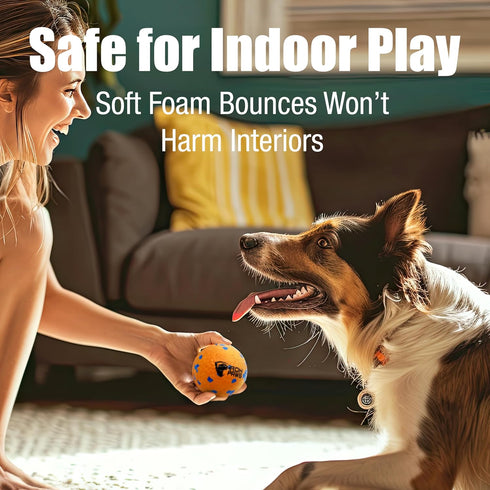 Indestructible Dog Ball, Orange - Tough Dog Toy for Aggressive Chewers, Great for Indoor and Outdoor Play, Soft Dog Toy for Fetch...