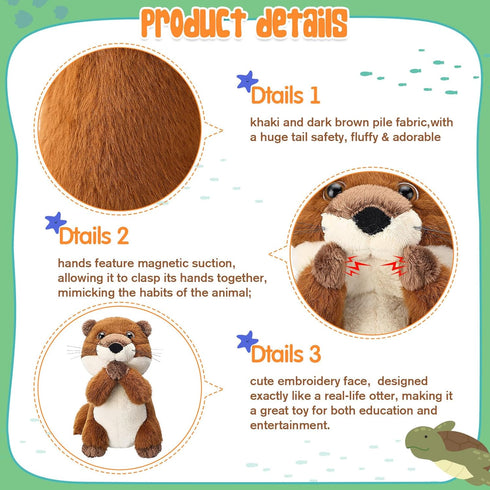 2 Pcs Otter Plush 9.1 x 6.2 x 5.5 Inches Otter Stuffed Animal with Handing Magnetic Suction Stuffed Otter Plush Toy Valentine's Day for Children G...