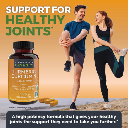Organic Turmeric Supplement 1500 mg - Turmeric Pills for Joint Support and Cellular Defense - Turmeric Curcumin with Black Pepper for Increased Ab...