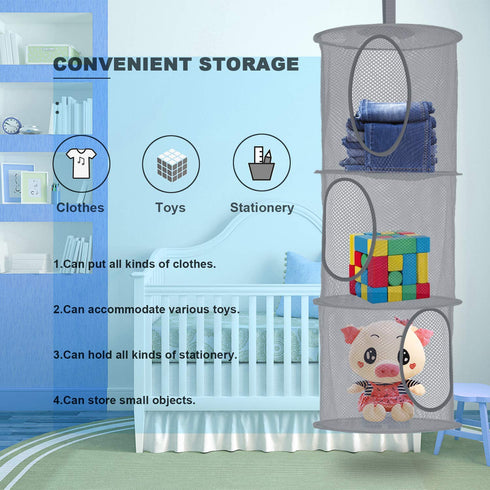 Libeder Mesh Hanging Storage Space Saver Bags Organizer,Foldable Storage Organizer 3/4/5 Compartments Toy Storage Basket for Kids Room Bathroom 2 ...
