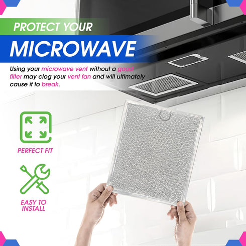 Microwave Filter Replacement 9" x 7.72" Fits WB6X486 GE Microwave Filter and Frigidaire 5304408977 - Aluminum Mesh Screen Grease Filter - Filters ...