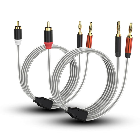 HOSONGIN RCA to Banana Plug Adapter Cable 6 Feet -2 Pack,RCA Male to Banana 2 Male Plug Y Splitter Speaker Wire Audio Cable, Gold-Plated Double Sh...