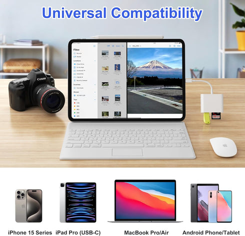 USB C SD Card Reader, USB 3.0 High Speed to SD/Micro SD Card Adapter Memory Card Reader with SD MicroSD USB 3 Port for iPhone 15 Pro Max iPad Pro ...
