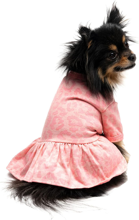 Juicy Couture Pink Leopard Tulle Dog Dress – Pullover Design Puppy Shirt with Elasticated Waistline and Flared Skirt, Doggie Clothes for Convenien...