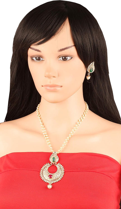 Touchstone NEW Indian Bollywood Traditional Paisley Motif Fine South India Inspired Workmanship Faux Ruby Emerald Pearls Designer Temple Jewelry P...