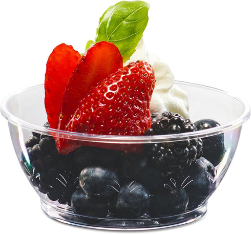 Clear Mini Plastic Bowls - (Bulk 50 Pack) 6 Oz Disposable Premium Hard Plastic Dessert Bowls for Serving, Weddings, Catering, Parties, Ice Cream, ...