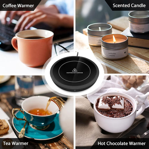 Electric Coffee Cup Warmer for Desk, Smart Coffee Mug Heater Warmer for Home Office, Warming Plate for Tea, Milk & Candle (No Cup, Black) – ENIGMA...