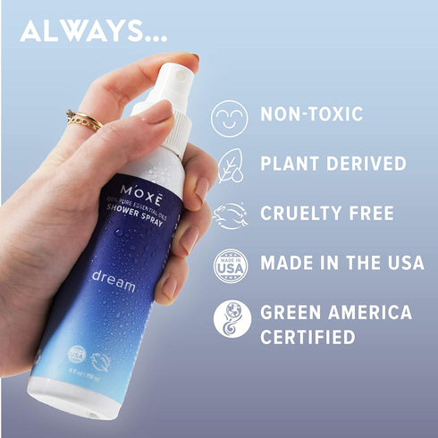 MOXE Shower Mist, Spa Steam Spray, Certified Natural Essential Oils, Aromatherapy, Tension Relief (Dream, 4 Fl Oz (Pack of 1))...