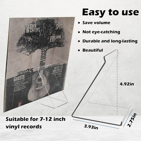 6 Pack Vinyl Record Stand Display, Clear Acrylic Tabletop Album Now Playing Holder, Album Record Holder LP Vinyl Record Storage Display Stand...