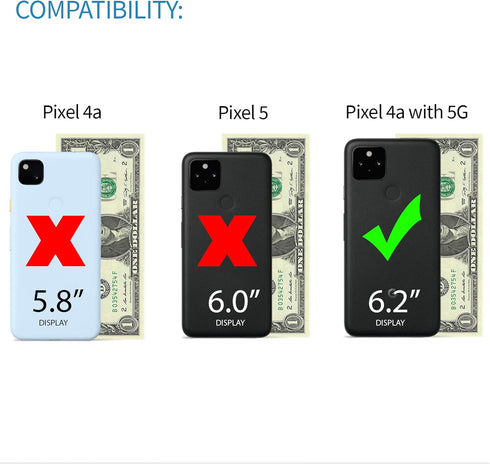 Dockem Luxe M2T Wallet Case for Google Pixel 4a 5G (6.2"): Built-in Invisible Metal Plate for Magnetic Mounting with Canvas Style Synthetic Leathe...