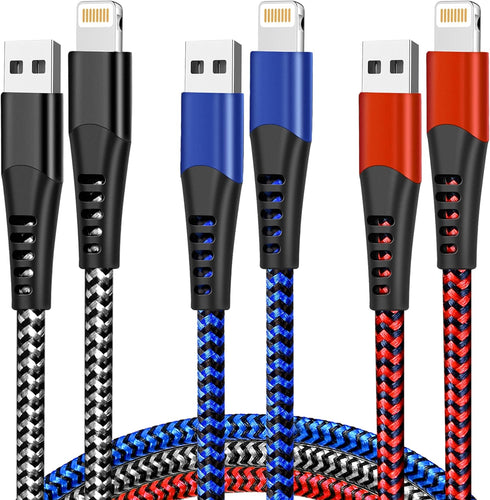 cugunu USB Lightning Cable 3 Pack 6FT iPhone Charger Apple MFi Certified Nylon Braided Fast Charging Cord Compatible with iPhone 14/13/12/11/X/Max...