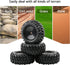 4pcs RC Trailer Tires, 12mm Hex Hard Dish Wheel Rim and Tires with Lock Nuts Washers Wrench for 1/10 Rock Crawler Truck Off Road Racing Car Axial ...