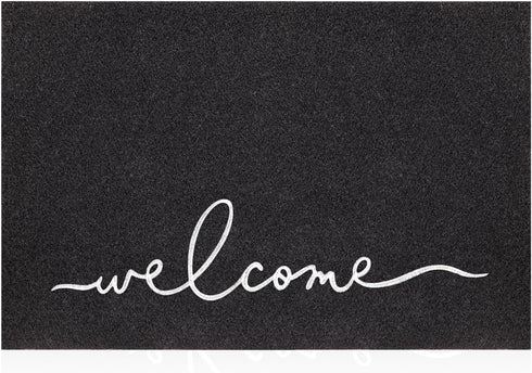Welcome Mats for Front Door Outdoor Indoor Non Slip Doormat Super Absorb Mud Easy to Clean Entrance Mats for Home,Patio,High Traffic Areas Black...