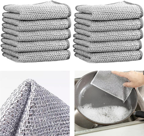 Multipurpose Non-Scratch Wire Dishcloth, Reusable Wire Dish Towel for Wet and Dry Wire Dishcloth for Dishes Sinks Counters Tops of Stoves, 2024 Ne...