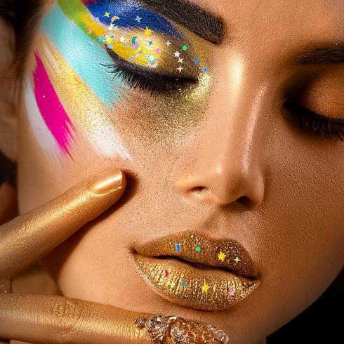 60 G/ 2.1 oz Holographic Star and Moon Glitter Confetti Sequin Galaxy Iridescent Table Metallic Glitter Foil Confetti Sequin Star Moon Scatter for...