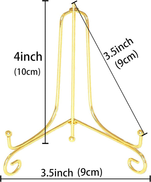Artliving (2 pack 4" Iron Display Stand, Gold Small Iron Easel Plate Display Photo Holder Stand, Displays card,cookie, Decorative Plates,Artwork...