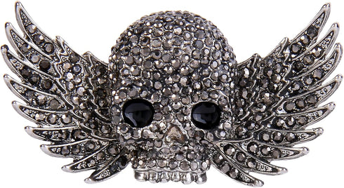 EVER FAITH Austrian Crystal Cute Skull Wing Halloween Gala Gothic Style Brooch...