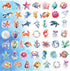100PCS Ocean Stickers, Cute Sea Creature Aesthetic Decals Vinyl Waterproof Stickers for Water Bottle Laptop Luggage Helmet Skateboard Snowboard Gu...
