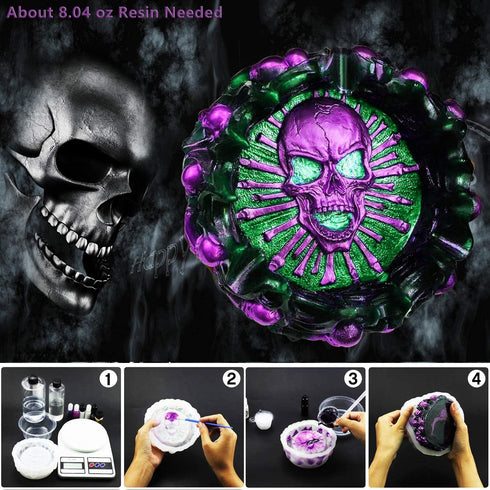 Resin Mold, Silicone Ashtray Mold Halloween Skull DIY Craft Gift Epoxy Resin Casting Molds Keletons Jewelry Storage Mould for Party, Home Decorati...