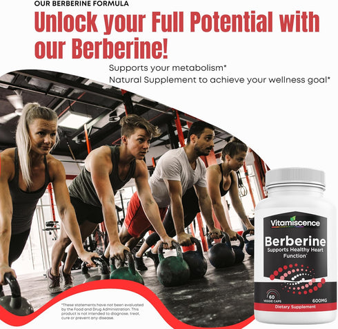 Berberine, One Pack, 600mg, 60 Capsules, Supports Heart Function, Antioxidant, Support Immune System, for Men and Women...