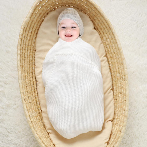 mimixiong Cotton Baby Blanket Gender Neutral Nursery Swaddling Blanket for Shower Gift Registry for Baby White 40 x30 Inch...