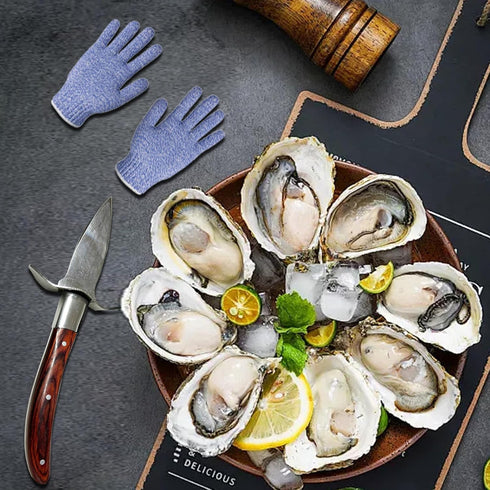 Oyster Shucker, Oyster Shucking Knife for Oyster Clam Pearl Shell Shucking, 2 Set Oyster Shucking Tool Kit, 2 Stainless Steel Oyster Knifes with W...