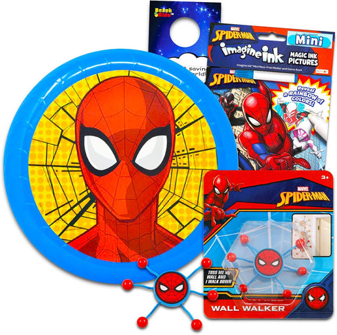 Spiderman Playset Spiderman Toy Bundle - 4 Pc Spiderman Activity Set with Spiderman Frisbee, Coloring Book, Fidget Toy, and More | Spiderman Set...