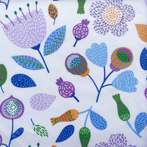 Light Purple Floral Fat Quarters Fabric Bundles,Pattern with Bees and Chamomile Daisy Flowers in Lavender Background, Quilting Fabric for DIY Hand...