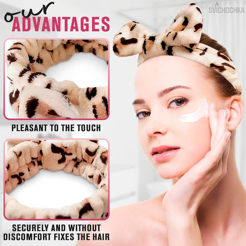 Spa Headband for Washing Face Skincare Headband - Cheetah Headband for Face Washing Makeup Headbands for Women Elastic Headbands - Makeup Hair Hea...