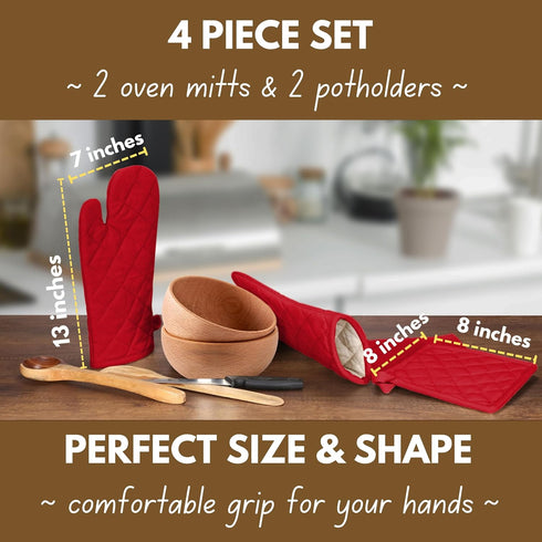 Native Fab Pot Holders and Oven Mitts Sets for Kitchen Heat Resistant - Hanging Non-Slip - 100% Cotton Kitchen Oven Mitts and Pot Holders 4-Piece ...