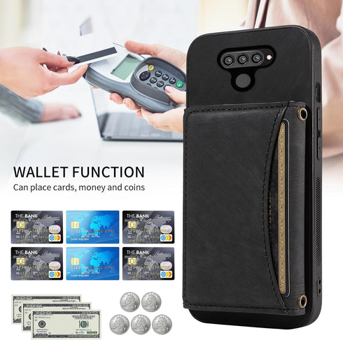 Phone Case For LG Q70 Wallet Cover with Crossbody Shoulder Strap and Leather Credit Card Holder Pocket Slim Stand Cell Accessories Mobile Flip Pur...