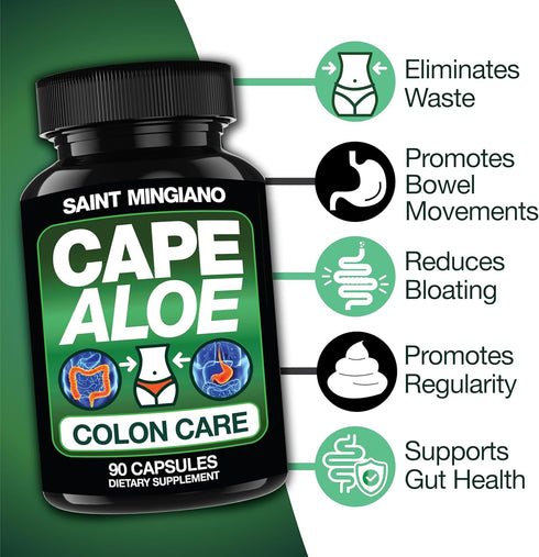 Cape Aloe Colon Cleanse, Detox & Flush - 90 Capsules. Gentle Constipation Relief and Bowel Movement Acting as Natural Herbal Laxative - Supports B...