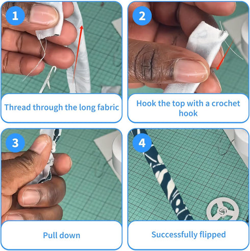 4PCS Loop Turner Tool for Sewing Tool & Silicone Beads, Knot-Grippers-Tool & Drawstring Threader Tool, Crochet Sewing Concepts& Tongue Crochet Too...