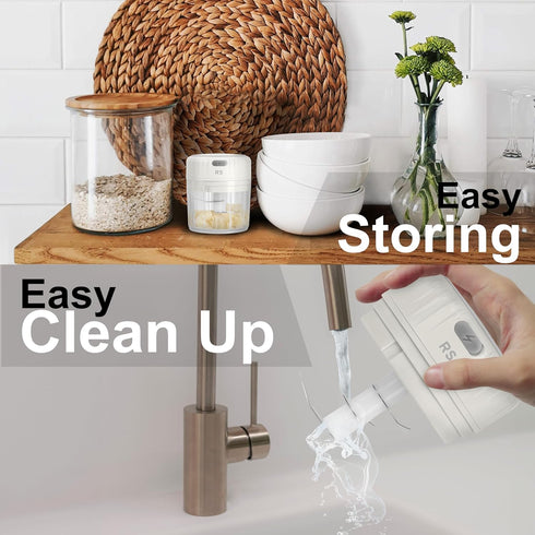 Real Simple Electric Mini Food Processor | Great for Garlic, Onion, Ginger, Jalapeño, Mini Chopper for Quick Food Prep Station | Portable USB Char...