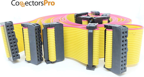 PC Accessories 20P 60cm 23" Length Yellow Flat Ribbon Cable with 2.54mm 0.1" FC 20 Pins 2x10 Female to Female Connector (20P-60cm-5PK)...