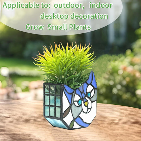 Purple Cat Flower Pot,Cute Pots for Plants,Small Plant Pot with Unique Cat Face Design,Tiltable Cat Terrarium Decoration,4.6x5.15x2.3 in(Excluding...