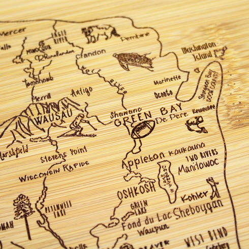 Totally Bamboo A Slice of Life Wisconsin State Serving and Cutting Board, 11" x 8.75"...
